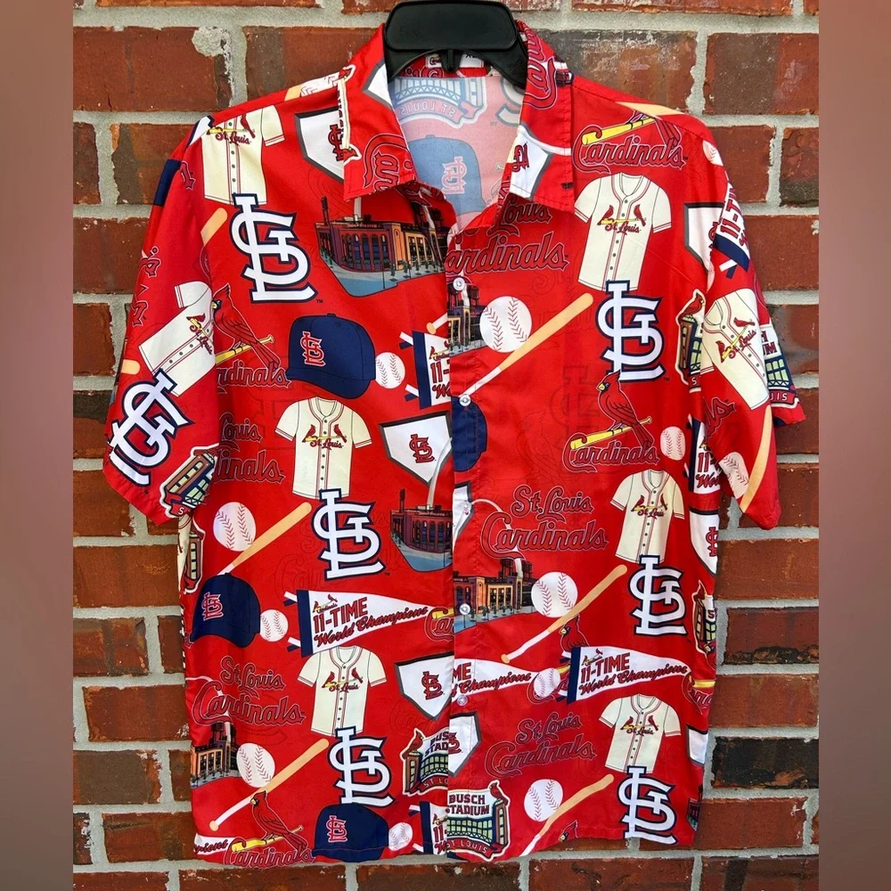 St. Louis Cardinals MLB Major League Baseball Short Sleeve Button Down Shirt - Picture 9 of 11